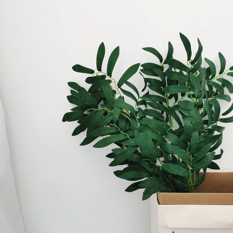 Artificial leaves stems branches plastic eucalyptus leaves pick plastic faux greenery plant branches