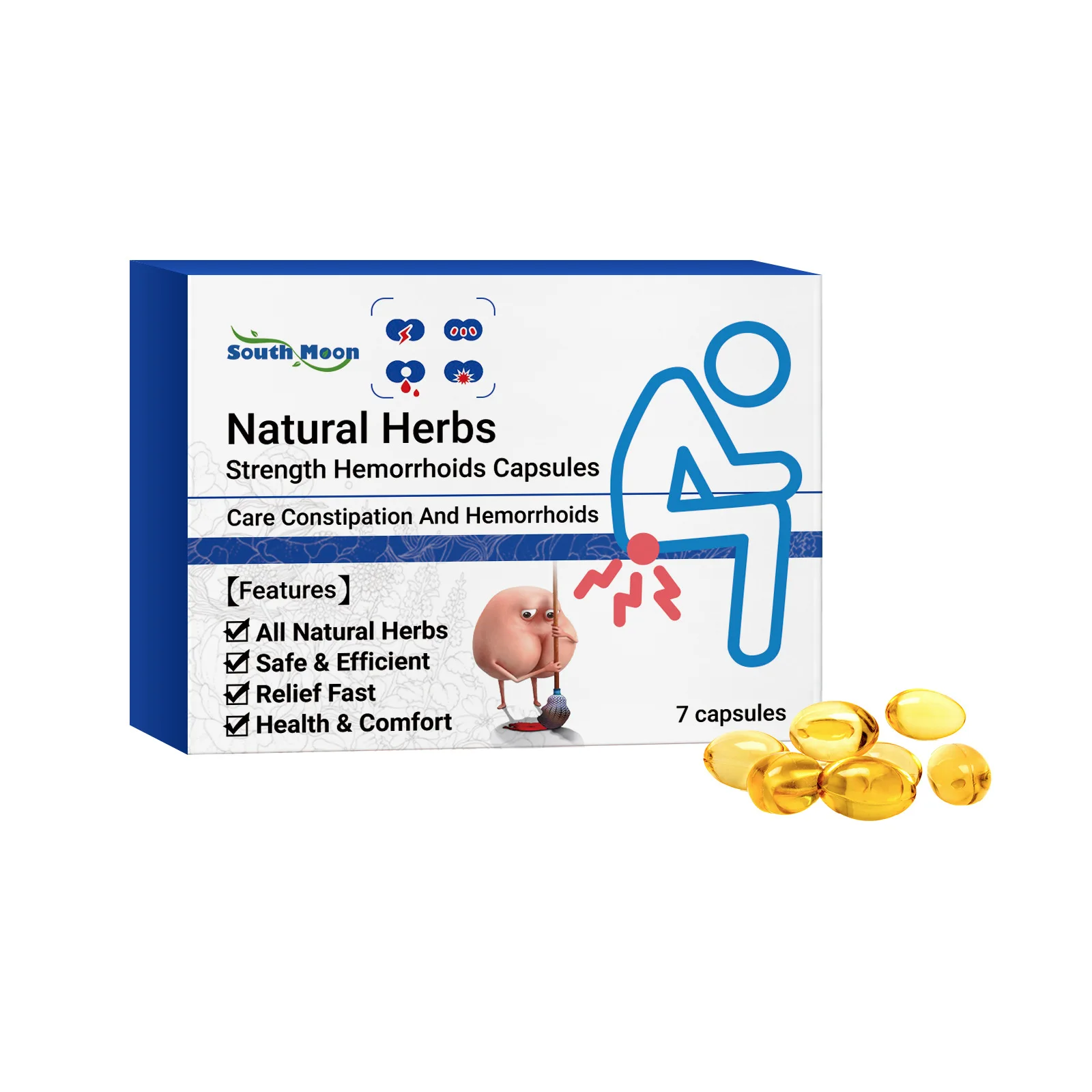 Natural Organic Strength Hemorrhoids Capsules For Internal Hemorrhoid Piles External Anal Fissure Care Anus Sore Pain Soothing