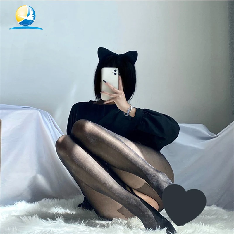 Support Sample Nylon Shaping Breathable Casual Thin Sexy Glossy Lace Thigh High Socks For Women