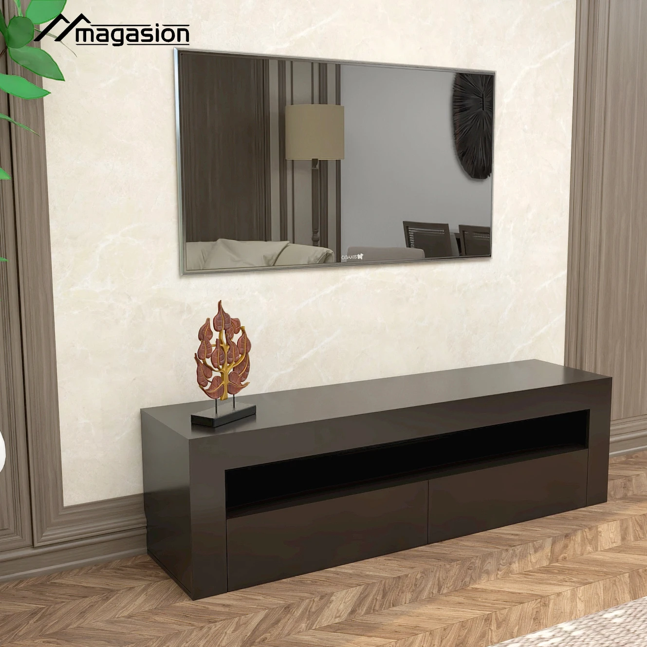 Walnut color classic concise style living roon furniture cheap pice modern tv stand cabinet