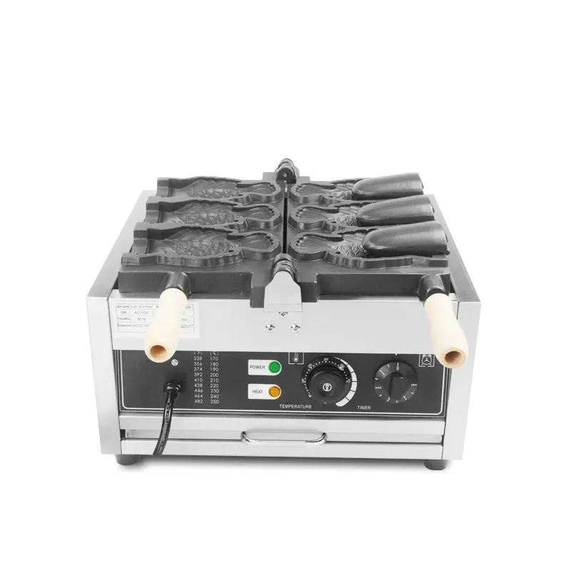 Commercial Newest Ice Cream Fish Shape Cake Waffle Cone Machine Open Mouth Taiyaki Maker CE approved 110V/220V