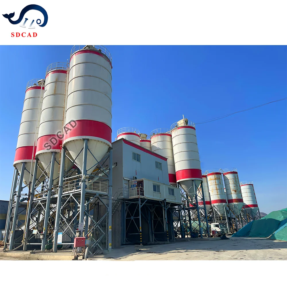 SDCAD brand Big Capacity  High-efficiency twin shaft mixer concrete batching plant