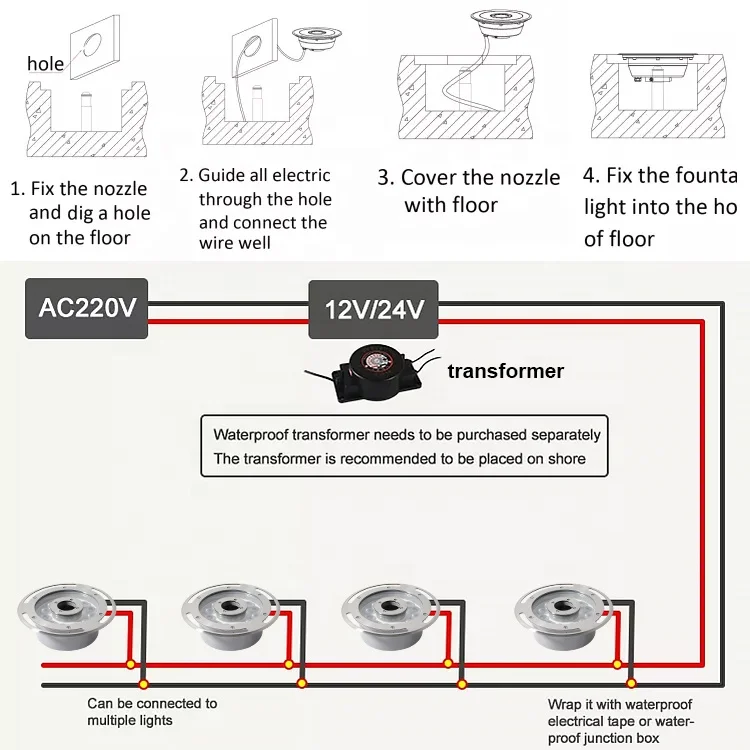 Hot-Sale Customized Underwater Swimming Pool Light 9W Rgb Stainless Steel Led Fountain Lights For Fountain Landscape