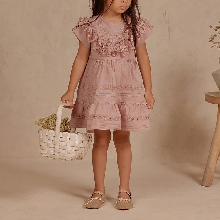 High Quality Comfortable Eco-Friendly Casual Summer Kids Puffy Flower Ruffle Dresses For Baby Girl