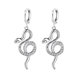 Snake Fashion Rhinestone Gold and Silver Plated Personality Gift Earrings for Women