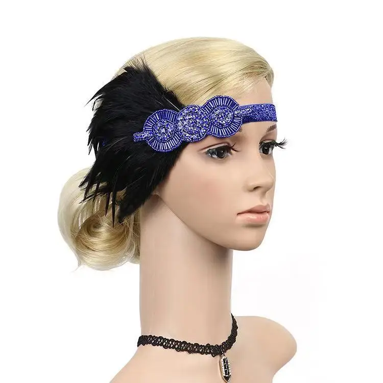 Hot Sale 1920S Vintage Headpiece Feather Flapper Headband Prom Headdress
