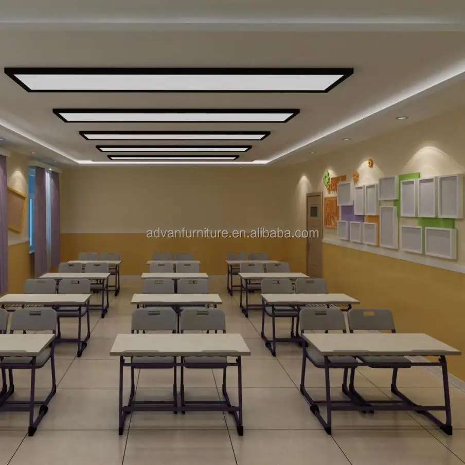 School Furniture Supplier Double Metal Plastic Student Desk And Chairs classroom furniture school