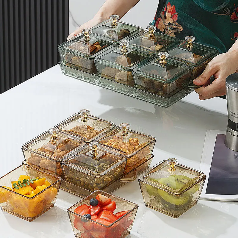 6 cells light luxury nut snack tray, fashion and minimalist candy box
