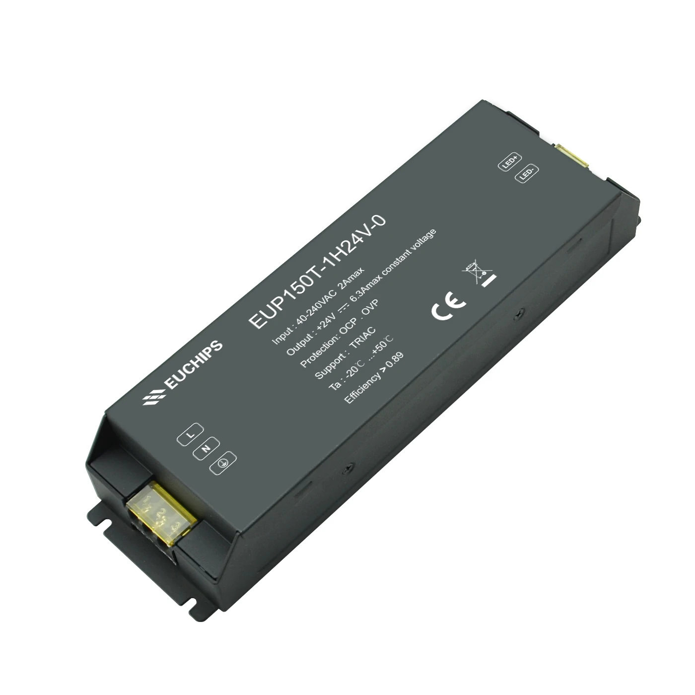 EUCHIPS 150W Driver Constant Voltage Over Voltage Protection Led 24VDC Triac Driver