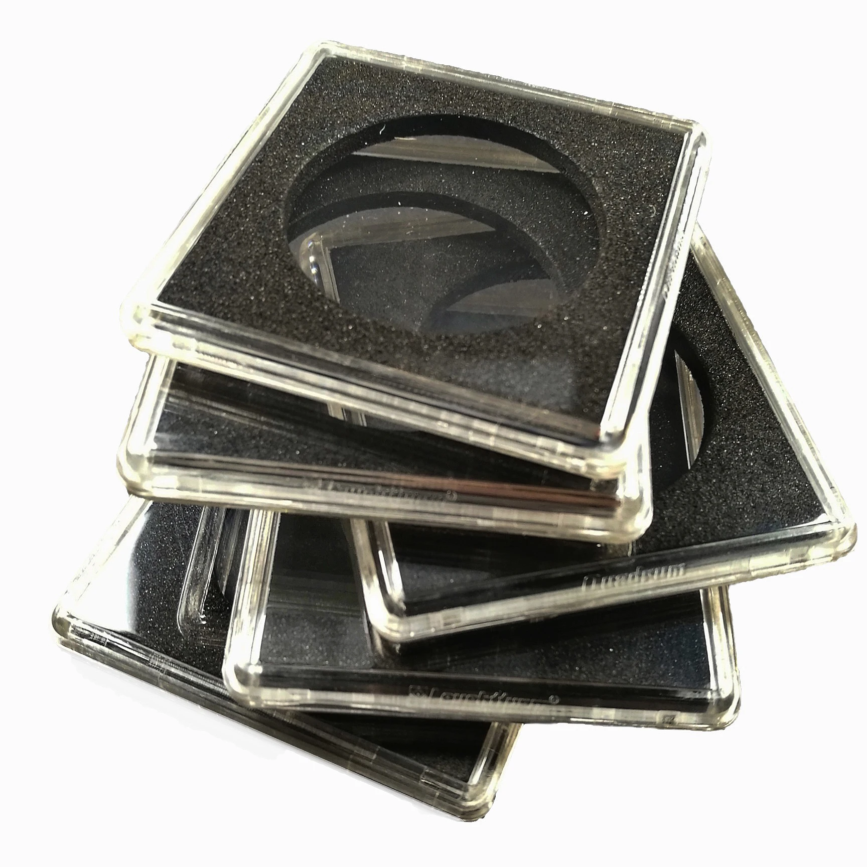 
Acrylic customized single square coin capsules with black insert 