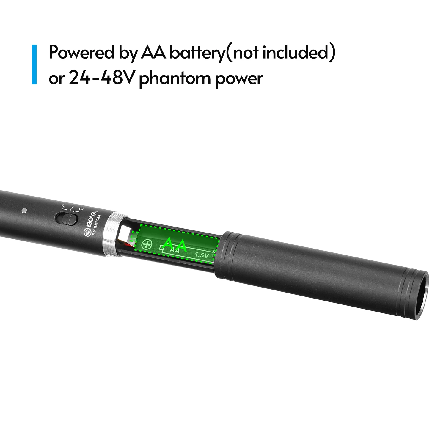 BOYA BY-BM6060 Super-cardioid Condenser Microphone 60Hz-20000Hz 3-pin XLR Frequency Support Battery or Phantom Power Supply