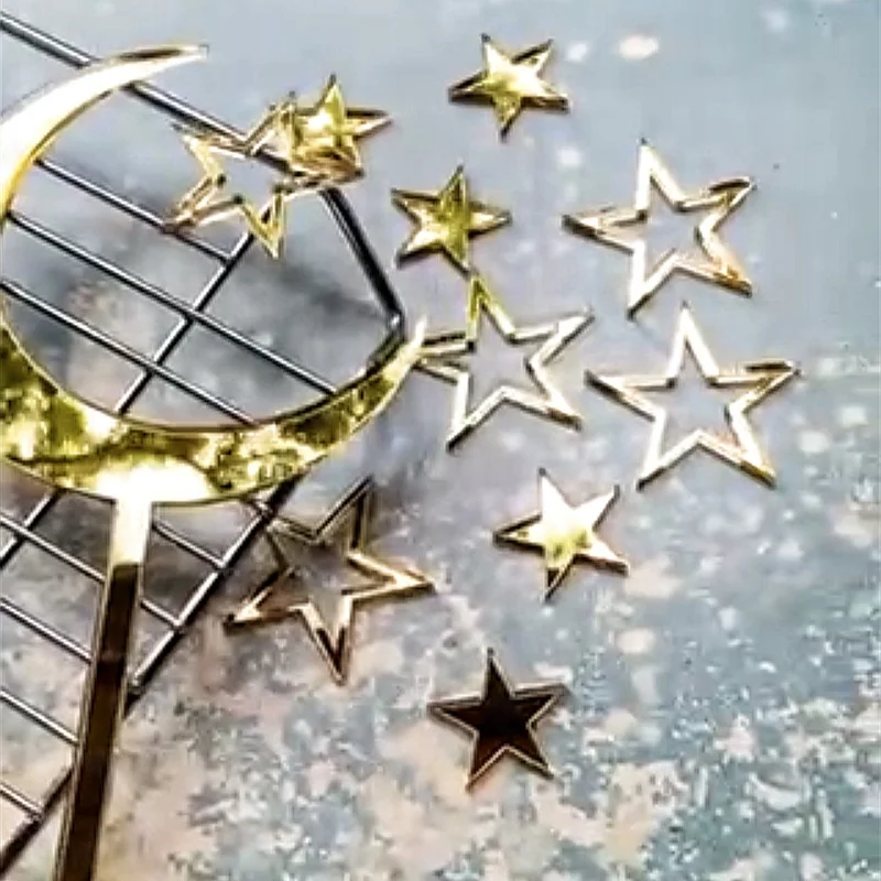 New arrival moon stars set acrylic cake toppers for cake decorating supplies