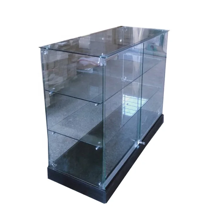 Keway 3 Shelf Tempered Glass Counter Display Racks Showcase Storage Shelving Glass Cabinet for Retail Convenience Grocery