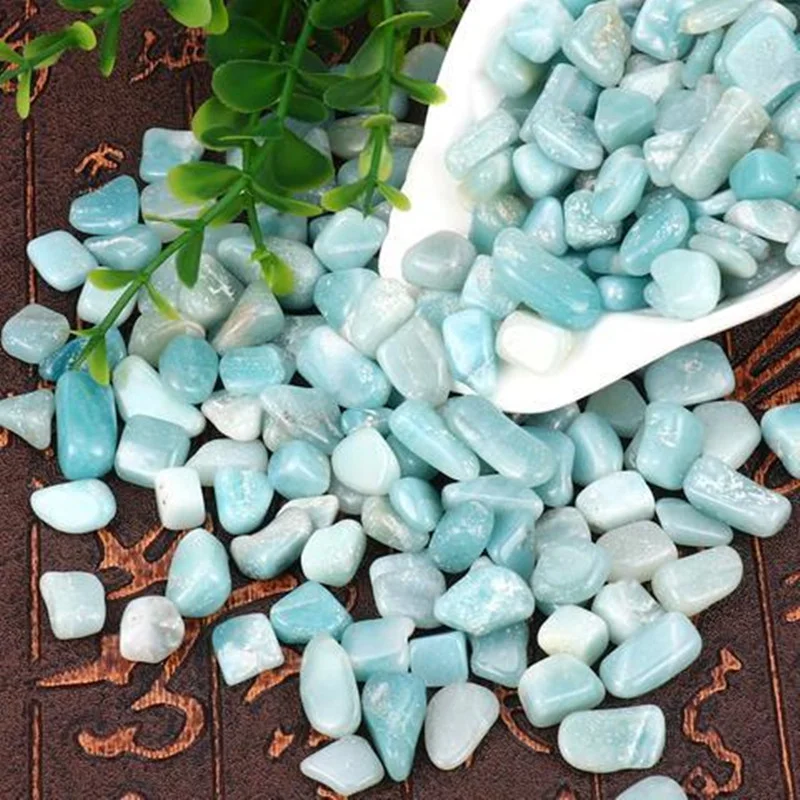 Hot Sale Polished Degaussing Natural Crashed Amazonite  Gravel Tumbled Fragrance Stones for Decoration DIY Amulet