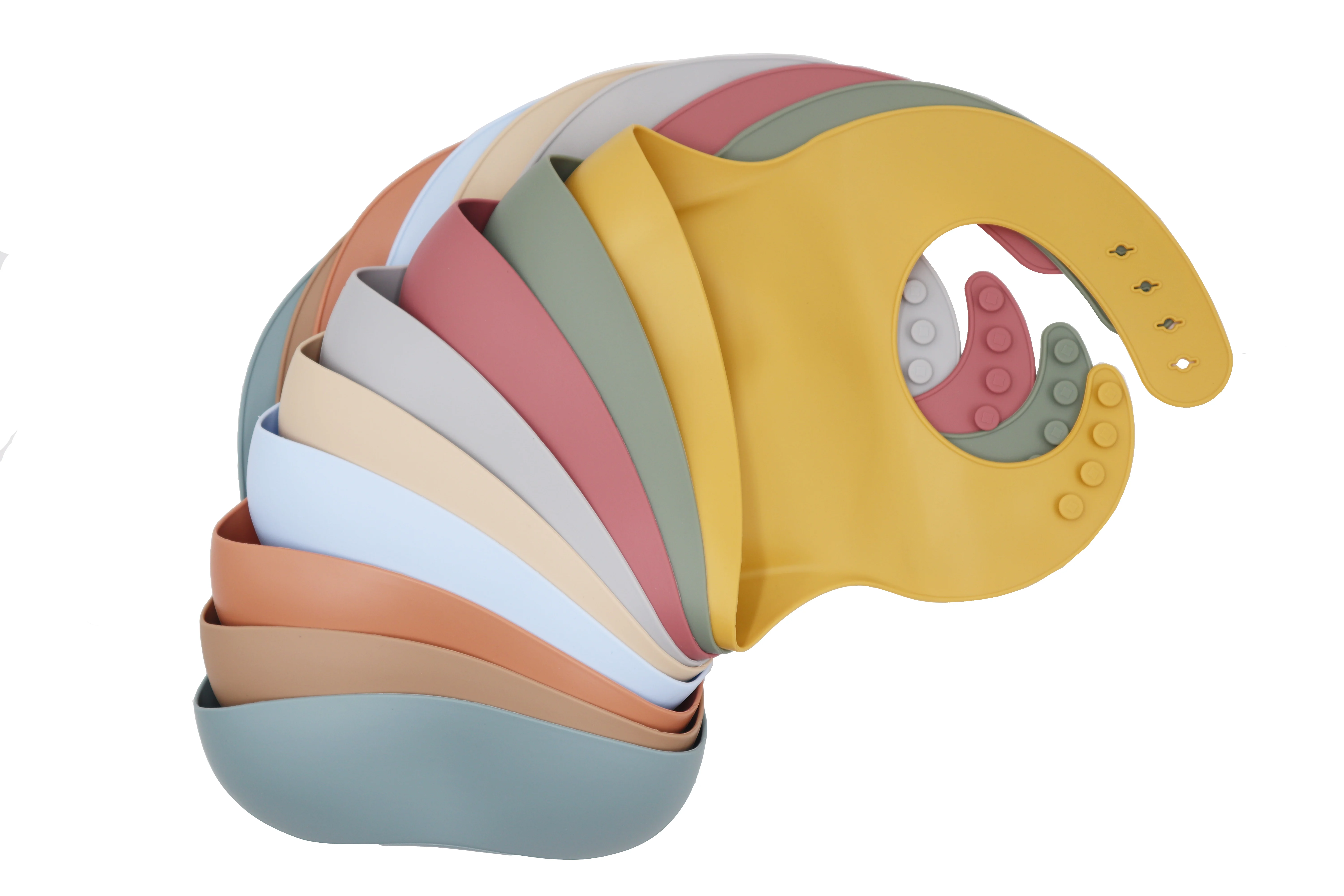 Baby Feeding Supplies Toddler Baby Utensils Set Divided Plate Suction Bowls for Baby with Spoon Fork Silicone Bib T