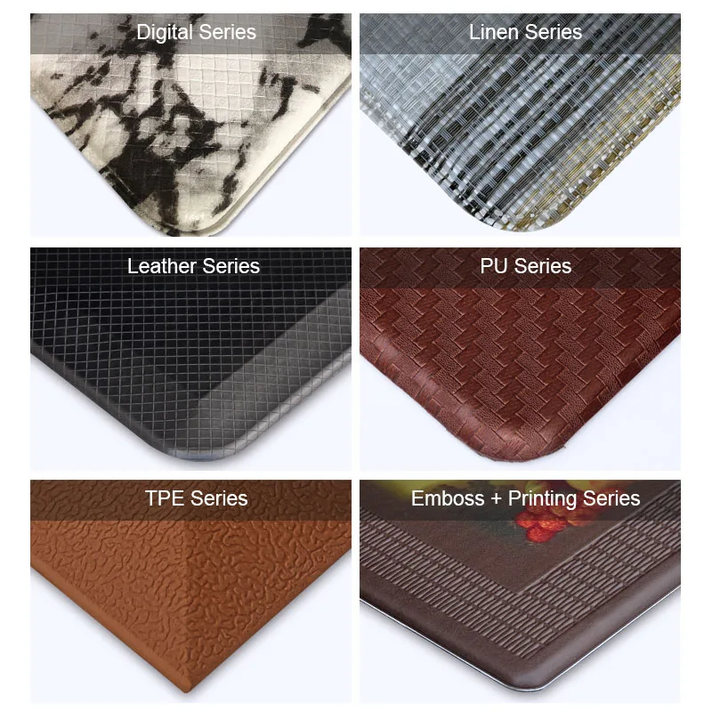 12mm Non Slip Waterproof Rug Anti Fatigue Kitchen Standing PVC Mat With Beveled Edge