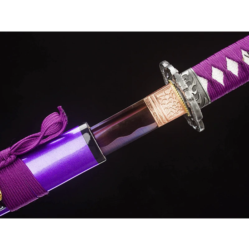 Popular 103cm Japanese Swords Purple Saya Dragon Swords Handmade Wood Samurai Ninja Swords for Sale