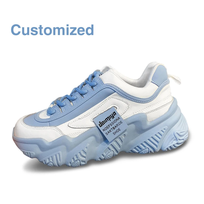 Новая женская спортивная обувь в студенческом стиле со шнуровкой спереди низкий верх и толстая подошва с круглым носком и дышащий дизайн для девочек для бега