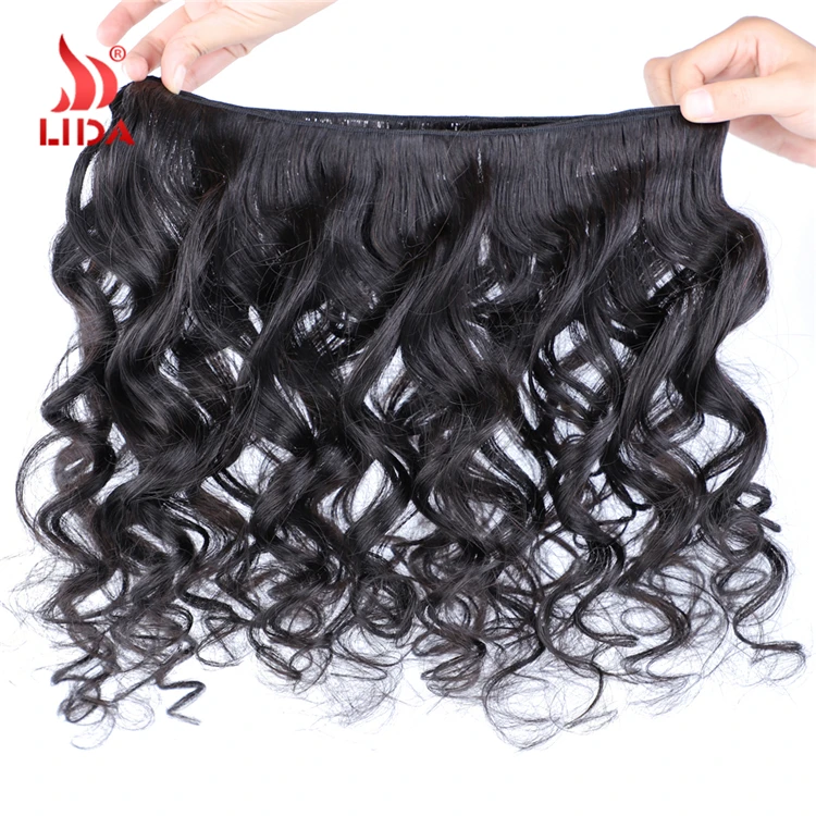 
Lida loose wave brazilian human hair extensions natural color middle ratio non-remy grade weaves bundles 