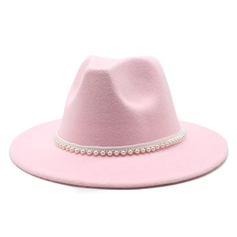 new winter burgundy fedora hats women wholesale felt hats ladies custom made wool felt wide brim fedora hat with pearls