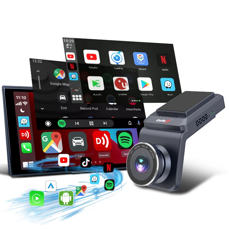 Carlinkit Android 12 1080P Auto Mirror Dash Cam Video Camera Recording Of Driving Trajectory Gps Car Carplay Adapter