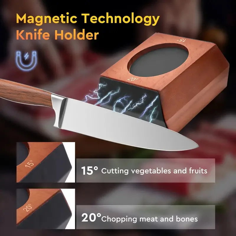 Aluminum alloy Rolling Knife Sharpener Kit 15/20° Magnetic Angle Base Sharpener Tool for Kitchen Knives Gifts for Family