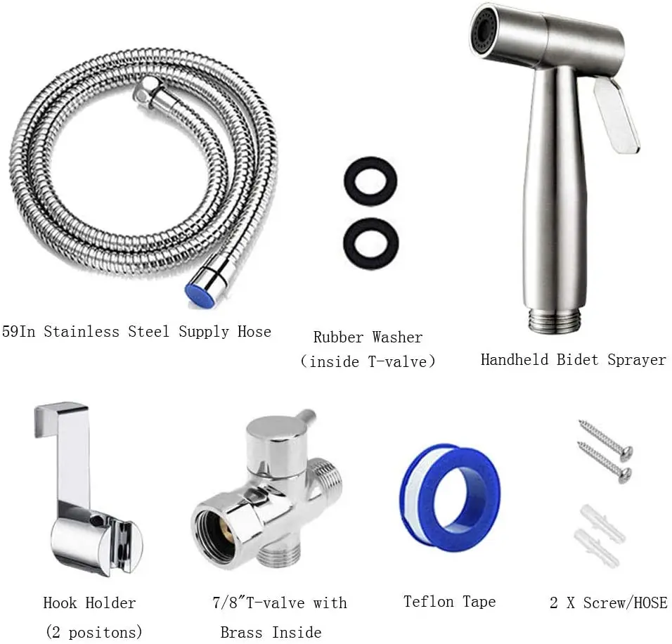 Redge - Handheld Bidet Sprayer for Toilet-Adjustable Water Pressure Control with Bidet Hose for Feminine Wash, Stainless Steel