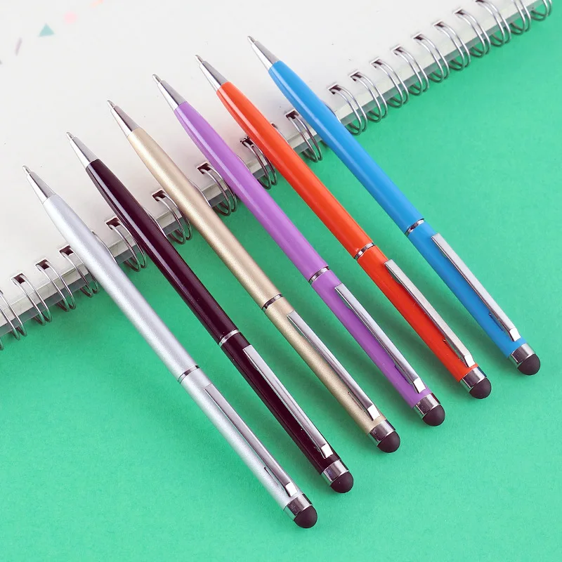 GemFully hot sales colourful multi function ball pen 2 in 1 business advertising slim metal ballpoint pen with logo