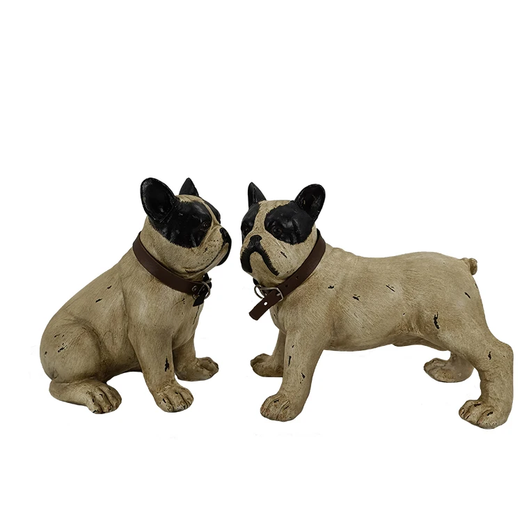 Украшение для дома из смолы Французский бульдог скульптура маленькое животное Статуэтка статуи набор 2