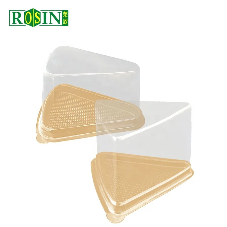 Custom Plastic Black Cake Blister Tray Packaging Triangle Pet Clear Plastic Cake Containers With Lid For Cheese Cake