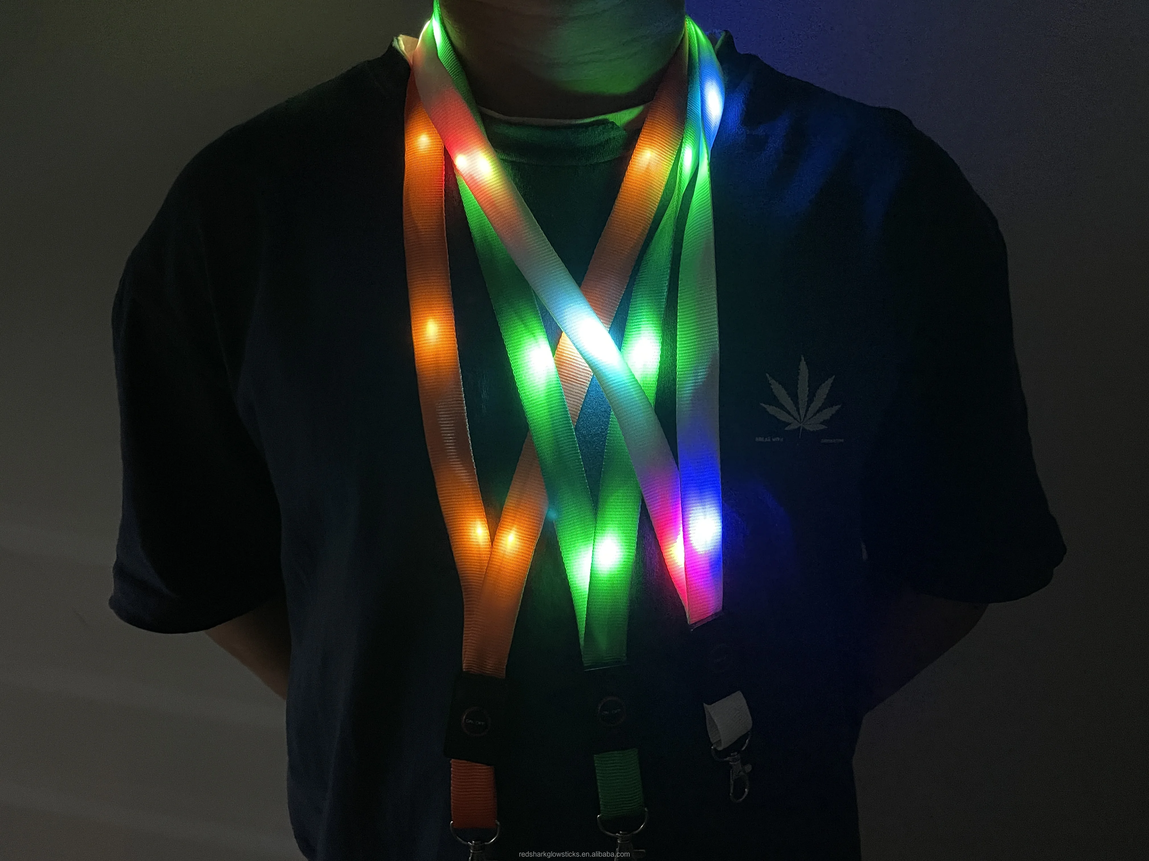 Лидер продаж в мире 2024 нейлоновая полиэфирная сеть с блестками светодиодное освещение рабочий значок карточка стропка для освещения можно настроить