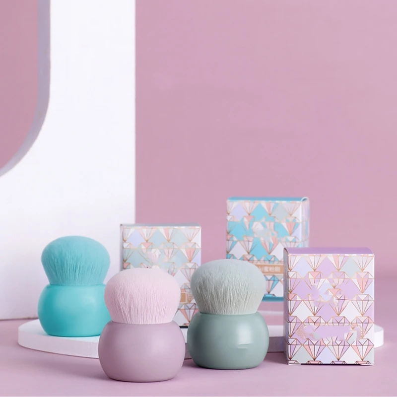 Purple Green Foundation Brush Kabuki Makeup Brushes Premium Synthetic Flat Foundation Kabuki Makeup