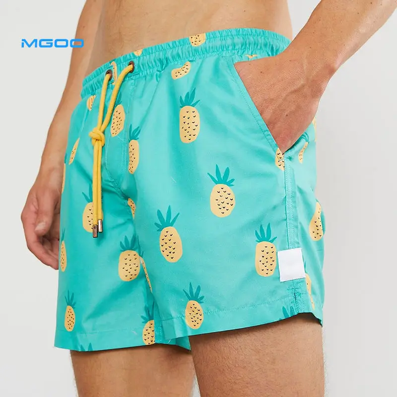 MGOO Recycled pineapple shorts yellow shorts 4 way stretch beachwear Pineapple Party 2.0 Swim Shorts