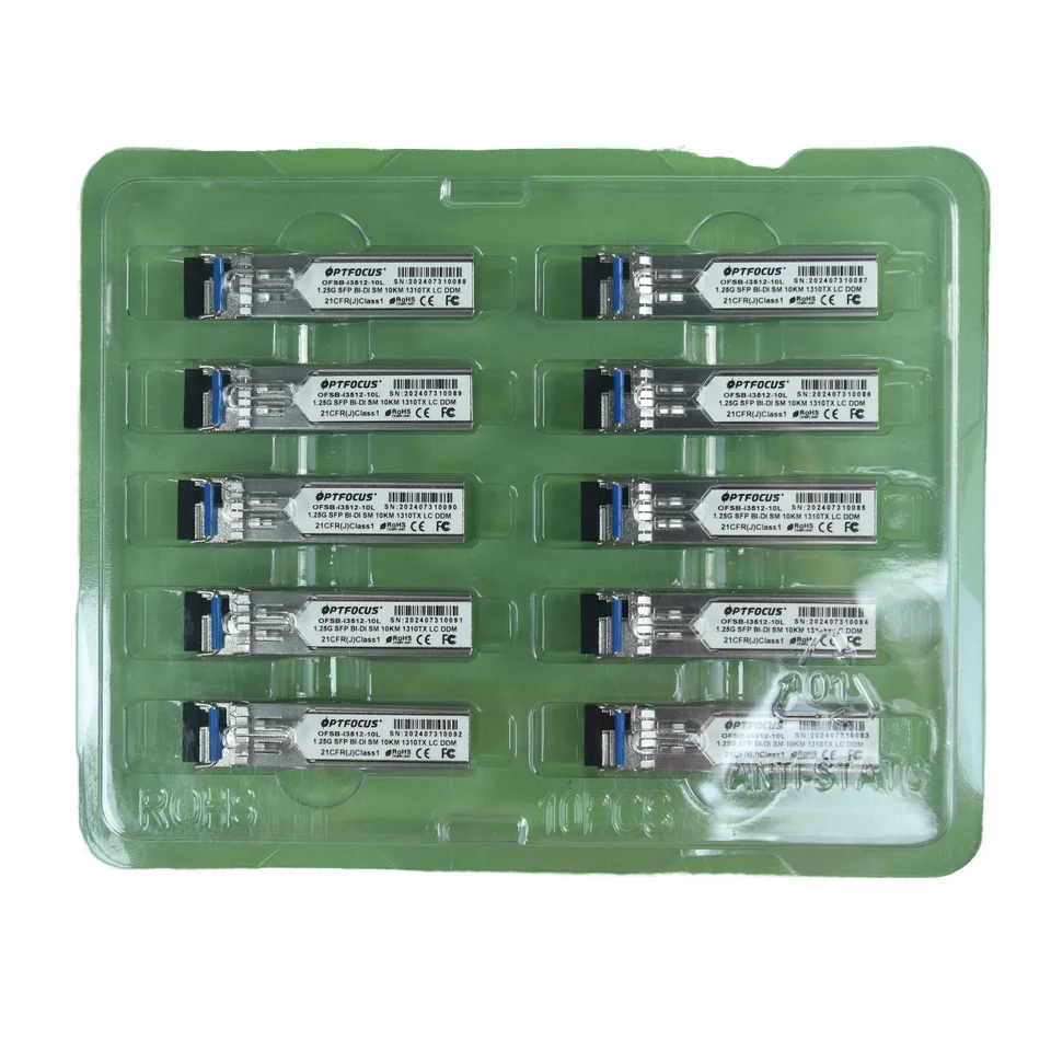 Industrialgrade SFP optical module1.25Gsingle mode single fiber 10 kilometers 1310nmTx/1550nm Rx LCinterface DDM