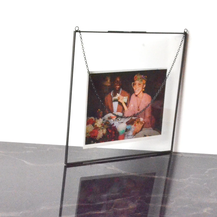  4x6 прямоугольная элегантная настенная фоторамка металлическая латунная стекло для свадьбы