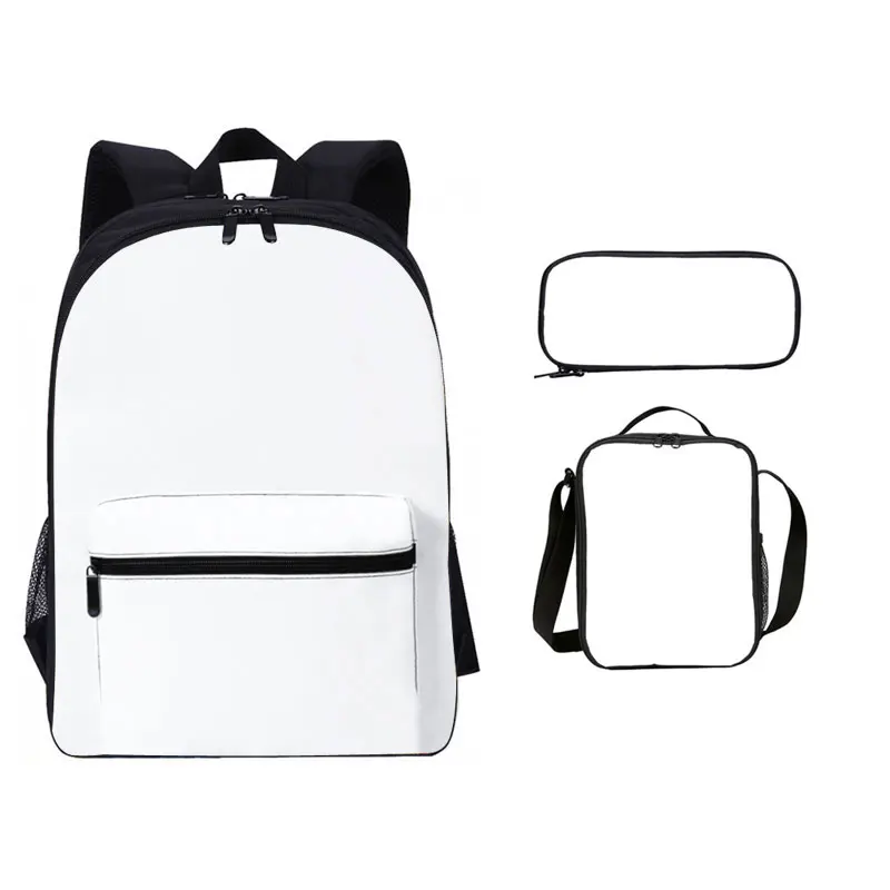 Mochilas con lonchera 16inch 3pcs school bag sublimation backpacks for children blank with lunch bag pencil bag