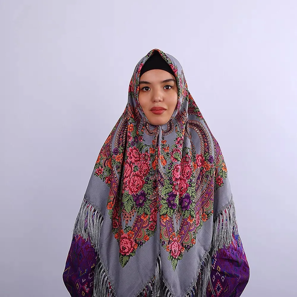 2022 New ethnic style many colors russian headscarf customized size russian square scarf