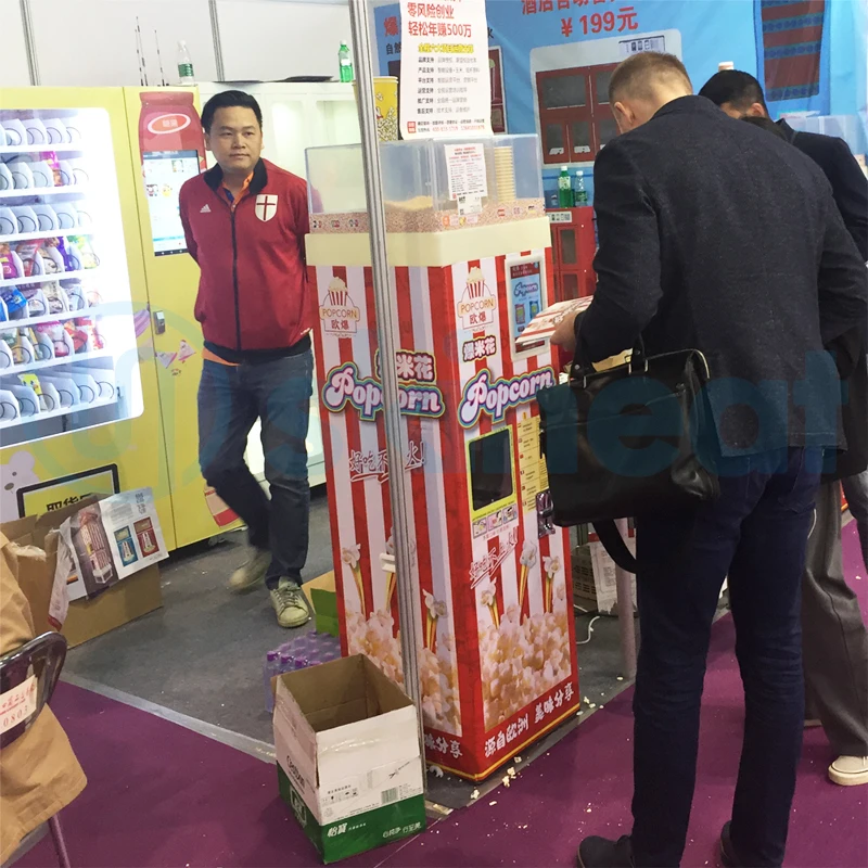 Popular Popcorn Making Machine Commercial Caramel Popcorn Vending Machine Hot Air Popcorn Machine with 2 Wheels