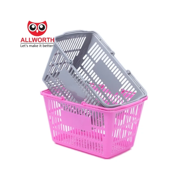 China Made 100% Recyclable Colorful Stacking Foldable Plastic Shopping Handle Basket