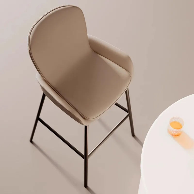 Modern Simple Nordic Style Leather Bar Chair with Iron Frame for Home Luxury Hotel School Bathroom Living Room and Hall Use