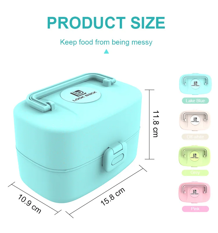Customized Wheat Straw Handle Lunch Box Sealed Microwaveable Children Student Lunch Box