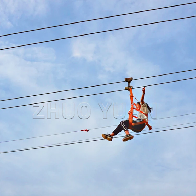 Zhuoyuan Funny Pulley Outdoor Park Zip Line Kit Amusement Park Wire Zip Line Equipment Kit For Kids And Adult