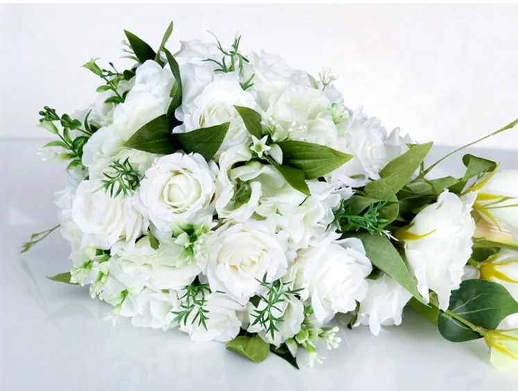 New type artificial rosa bride holds on preserved flowers rose wedding bouquet