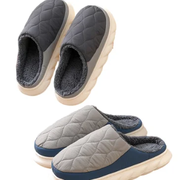 Factory wholesale unisex winter warm slippers men closed toe fashion brown winter warm slippers