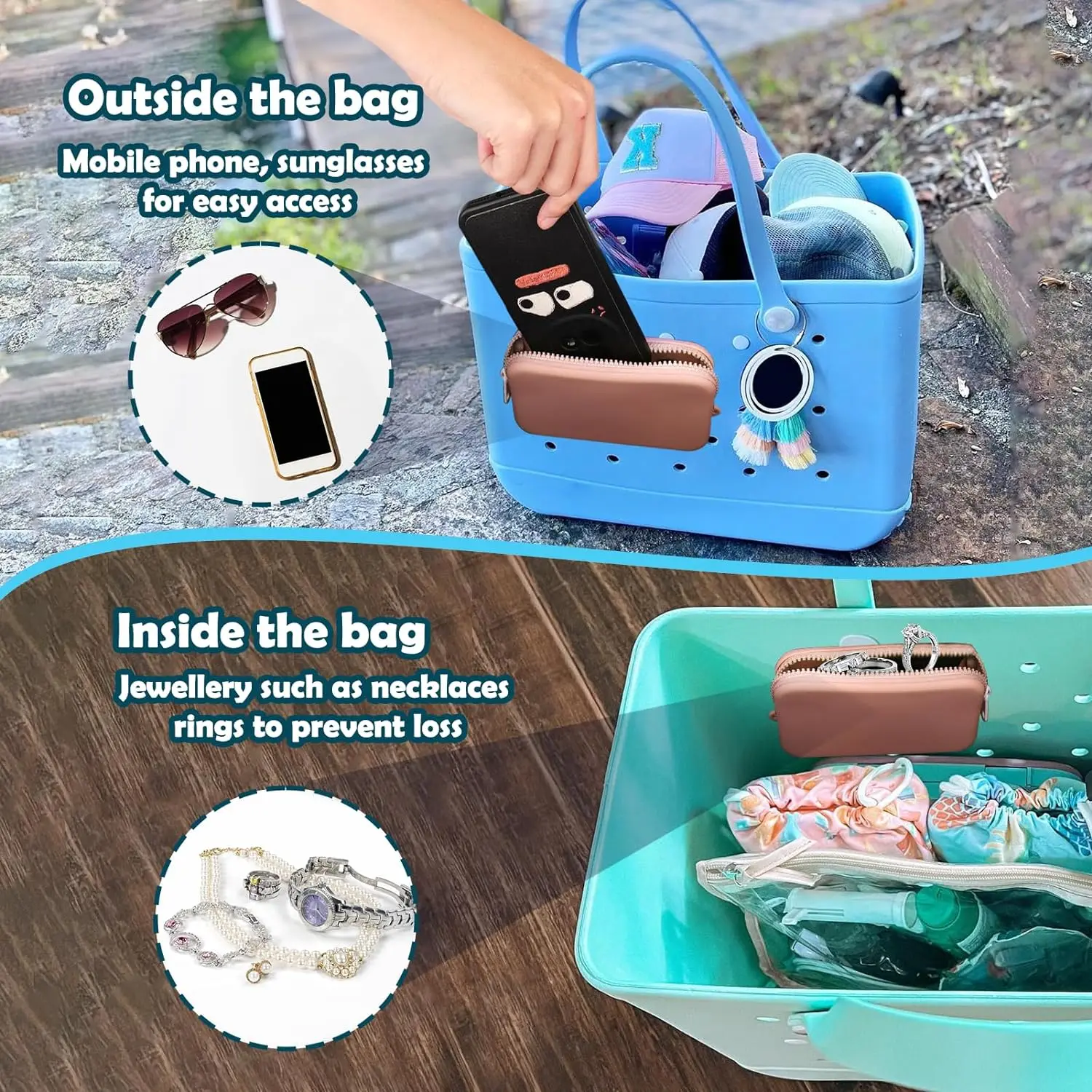 Bag Slip Pocket Wallet Accessory Plastic Mobile Phone Holder for Beach Bag and Handbag Included