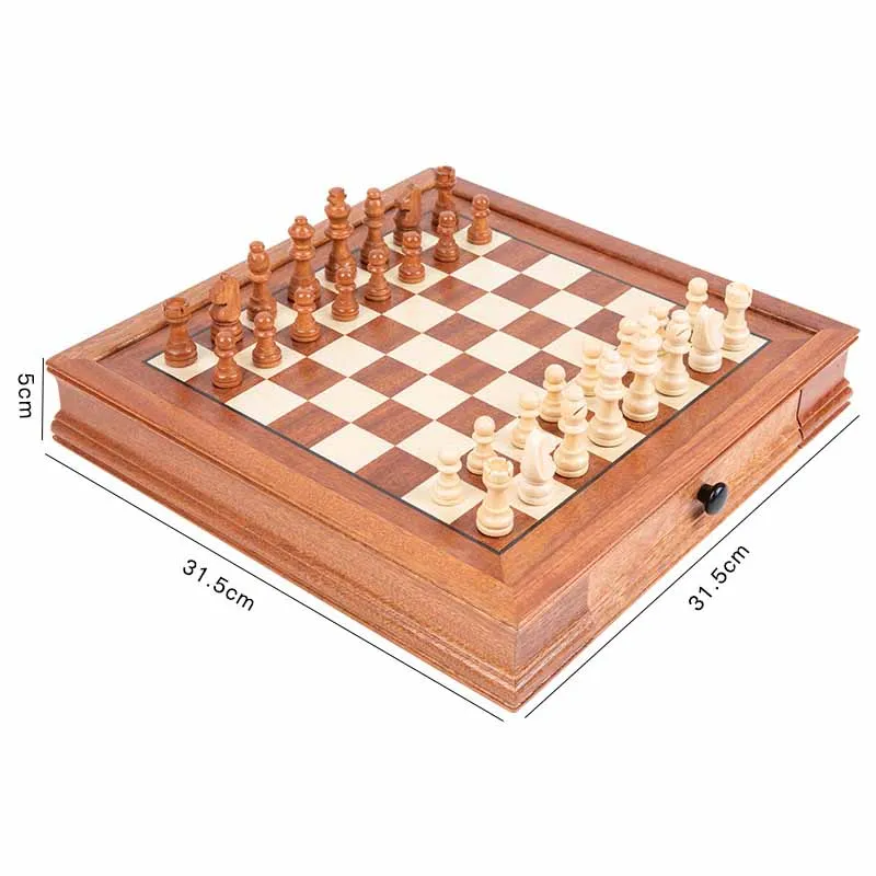 Drawer style Sabili solid wood veneer splicing chessboard magnetic boutique chess box set