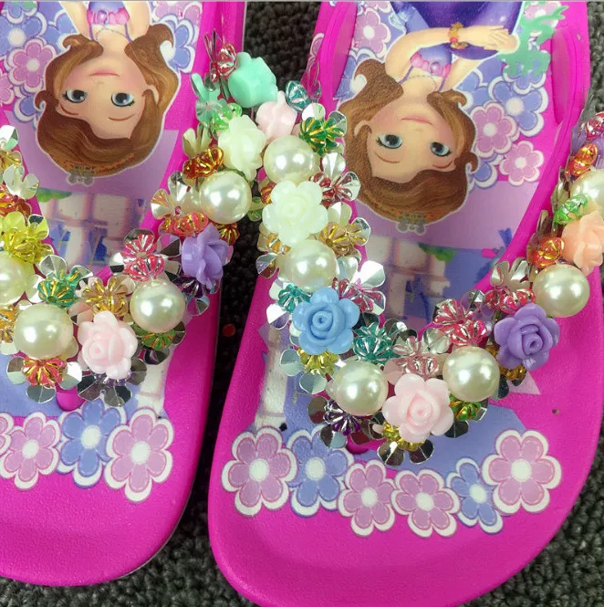Summer Children girls slipper  flower cartoon PVC beach Slippers Non-slip flip flop