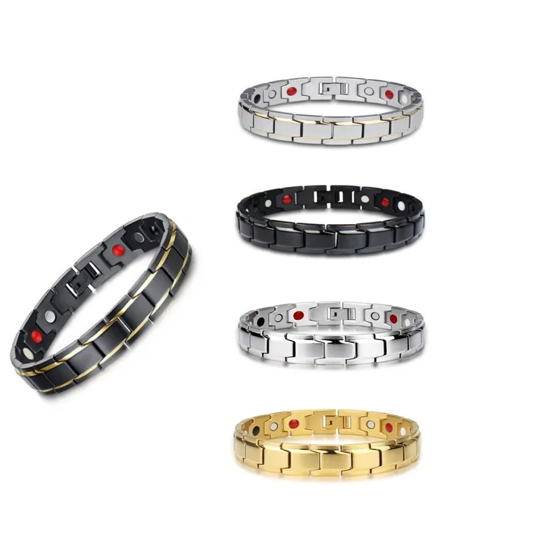 Titanium steel men magnetic lymph detox bracelet detachable magnets stainless germanium negative ion magnetic bracelet scripture