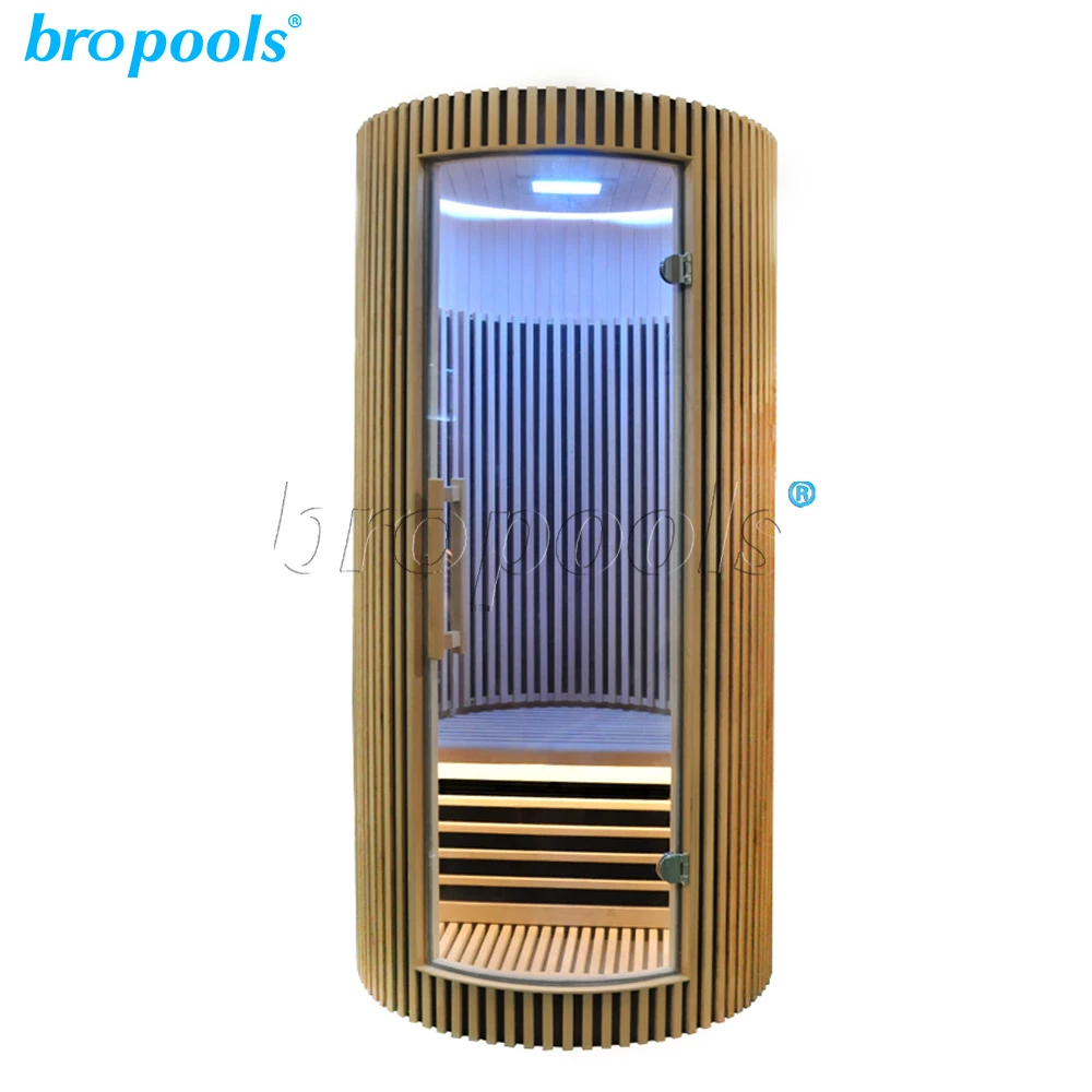 Traditional 1-Person Canadian Hemlock Indoor Sauna Room Far Infrared Carbon Fiber Heater Panel Electric Solid Wooden Dry Steam