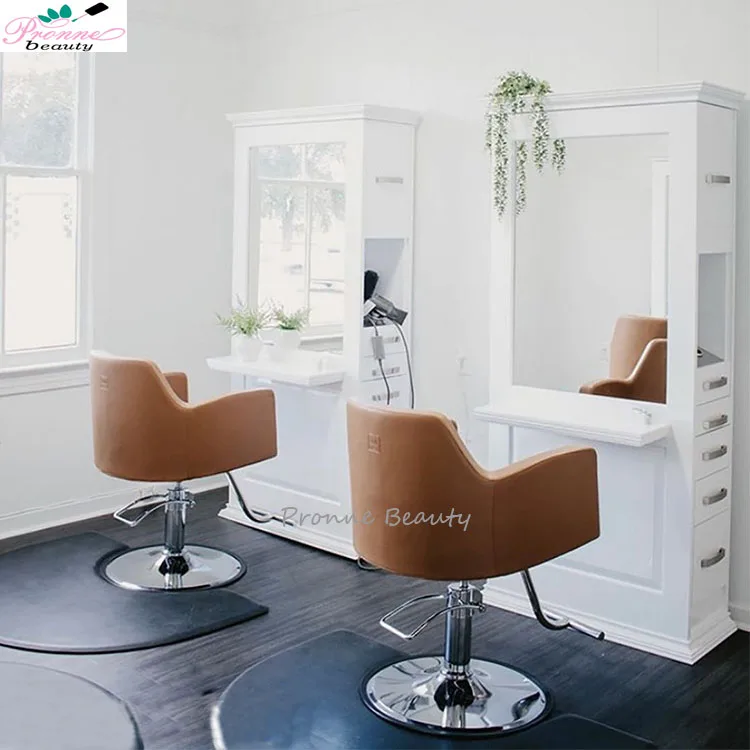 modern design hair salon equipment barber shop dressing pink&gold  hair salon mirror and chair sets